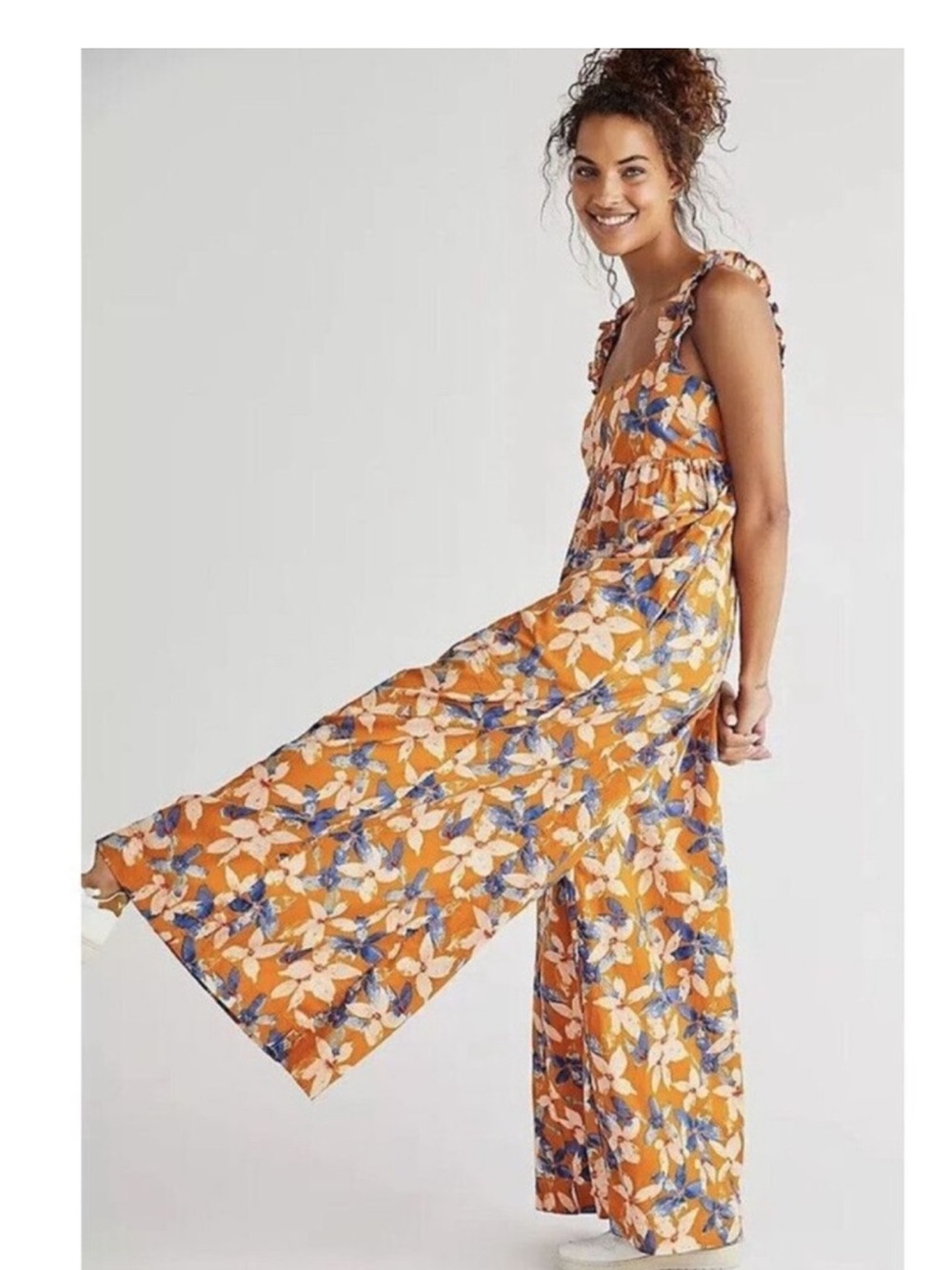 FREE PEOPLE KATYA PRINTED ONE PIECE WIDE LEG JUMPSUIT
